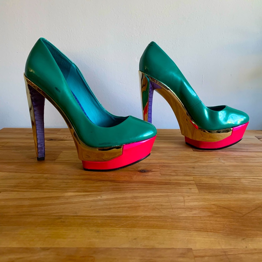 Brian Atwood Colorblock Heels, Size 5